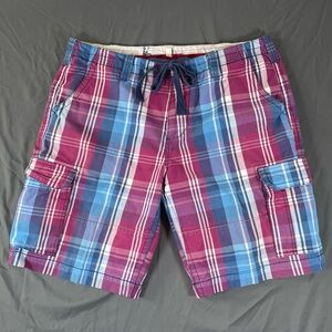 Boden Cargo Shorts Men's 42 Multicolor Plaid Heavyweight Y2K Retro Style Grunge